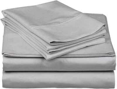 1000 TC EGYPTIAN COTTON SILVER SOLID RV CAMPER & BUNK BED SHEET SET ALL SIZES - Image 1 of 4