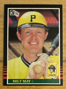1985 Donruss Milt May Baseball Card #410 Pirates Catcher Mid-Grade VG O/C