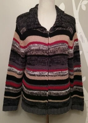 Suéter cárdigan tejido Dockers grande negro, gris, blanco y rojo para mujer Foto 1 de 4