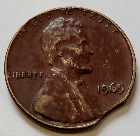 1965 Lincoln Cent Clipped Planchet Error 7652 Cover