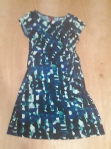 Women's Merona Green Blue Geometric Cap Sleeve Stretch Sheath Dress Size M - Picture 1 of 4