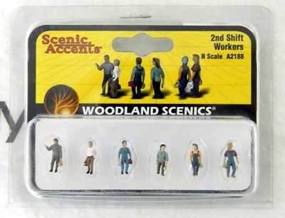 N Scale 2nd Shift Workers Figures - Woodland Scenics #A2188 - Image 1 of 2