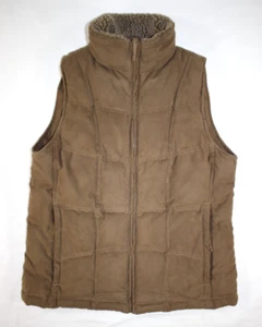L.L. Bean Vest Women's Small Goose Down Insulated Quilted Sueded Brown - Picture 1 of 10
