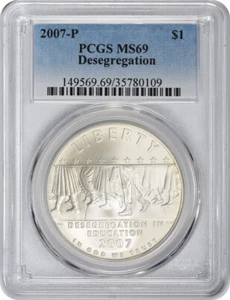 2007-P Desegregation Silver Commemorative Dollar MS69 PCGS - Picture 1 of 2