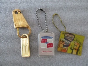 VTG KEYCHAINS CHEVRON/CALSO+CHEVROLET+OLDSMOBILE MAILBOX TAG w/CARABINER SET(3) - Picture 1 of 19