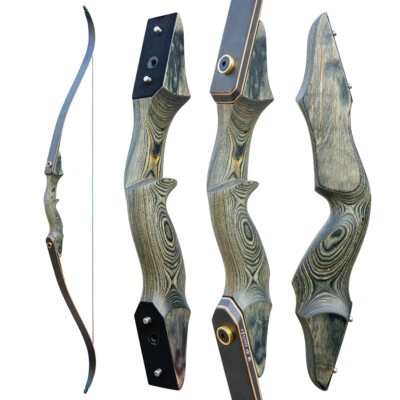 60'' Archery Recurve Bow 20-60lbs Limbs Wooden Takedown Bow RH LH Hunting Target - Image 1 of 4