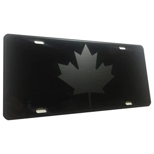 Placa de licencia de aluminio de alta resistencia de hoja grande de arce de Canadá mate negra S1 - Imagen 1 de 3