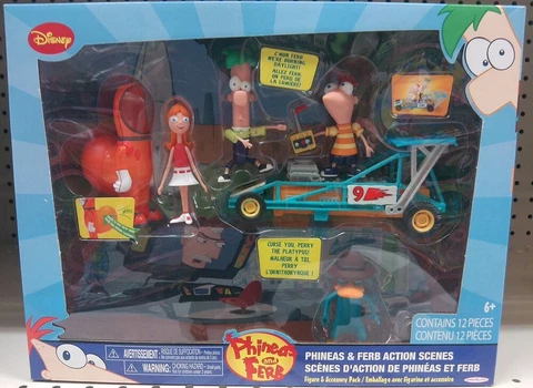 Disney Phineas Ferb Action Scenes Candace Go Kart Dragster Agent P Jakks 12 Pcs Cover