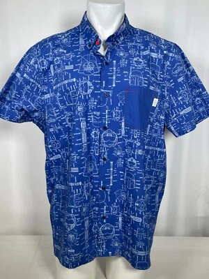 Parques Disney Star Wars Cascos Azules Sables de Luz Estampado Azul Camisa Botón Para Hombre 2X Foto 1 de 4