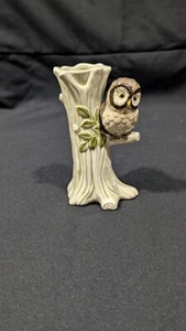 Vintage MCM Otagiri OMC Owl in Tree Ceramic Vase 5.5" 1979 Japan Handpainted - Picture 1 of 11