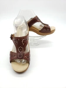 DANSKO Sapphire Women Slide Brown Leather Heel Sandal 9830242200 40 US9 PreOwned - Picture 1 of 12