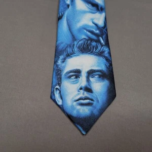 VINTAGE Ralph Marlin Tie Blue James Dean Faces 1991 Roy Schatt Rebel East Eden - Picture 1 of 10
