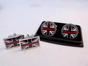 THIN RED LINE UK FIREMAN FIREMEN FIREFIGHTER PIN BADGE CUFFLINKS CUFF LINKS - Foto 1 di 25