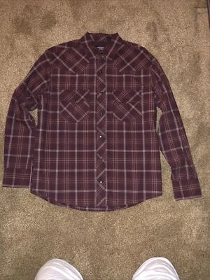 Canyon River Azul Granate Cuadros Perla Occidental A Presión Para Hombres Abotonado M Foto 1 de 4