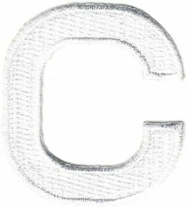 1 7/8" White Monogram Block letter C Embroidery Patch - Picture 1 of 1