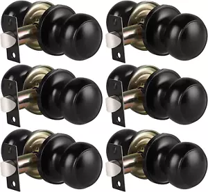 KNOBWELL 6 Pack Matte Black Classic Passage Door Knob for Hall and Closet Door K - Picture 1 of 7