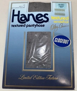 VINTAGE HANES PANTYHOSE LIMITED EDITION TEXTURE JET #978 Flower Foulard SZ C-D - Picture 1 of 4