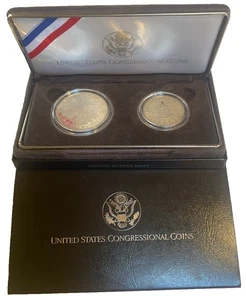 1989-S U.S. Silver Proof Congressional 2-Coin Set Silver/Clad in OGP with COA - Picture 1 of 7