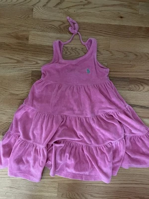 Cubrimiento de natación de tela de rizo con volantes rosa verde Ralph Lauren para niña. Talla 6 Foto 1 de 3