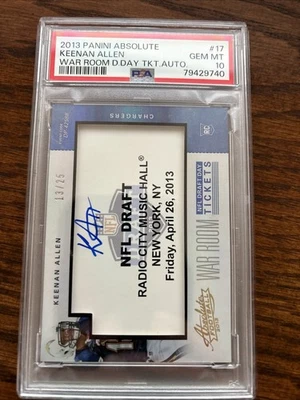 2013 Panini Absolute War Room NFL Draft Day Tickets Keenan Allen #13/25 (AU, RC) - Image 1 of 2
