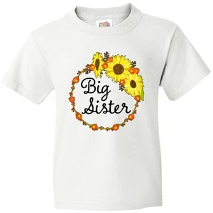 Inktastic Big Sister Sunflower Wreath Youth T-Shirt Siblings Flowers Sisters Sis - Picture 1 of 8