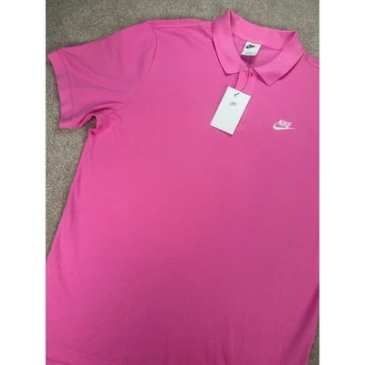 Nike Hombres Polo Rosa Mezcla de Algodón Informal Todos los Días Top Grande Nuevo Preppy LG Foto 1 de 4