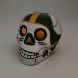 Pittsburgh Steelers hand crafted & painted skull from Costa Maya Mexico - Picture 1 of 8