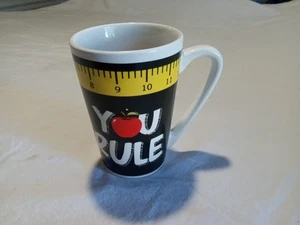 Vintage “You Rule” 5” Tall Coffee/Tea Cup/Mug Teacher Design W/Apples& Ruler - Picture 1 of 5