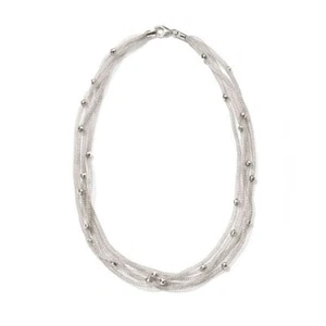 Collana Ross Simons maglia argento sterling italiano 5 fili con perline argento - Foto 1 di 7