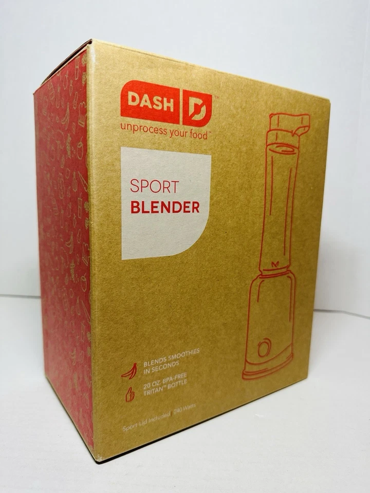 Licuadora deportiva Dash roja con tapa deportiva botella de 240 vatios 20 oz Foto 1 de 4