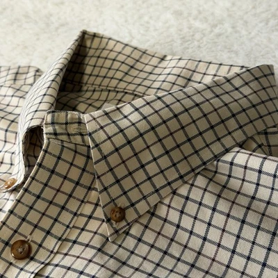 Camisa de vestir Brooks Brothers 346 para hombre sin planchar a cuadros talla XL ~ beige, algodón Foto 1 de 4