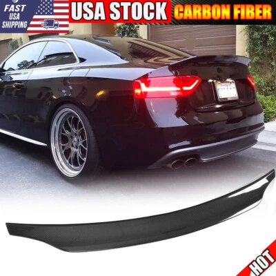 For Audi S5 RS5 Coupe 2009-2016 REAL CARBON Highkick Rear Trunk Lip Spoiler Wing - Image 1 of 4