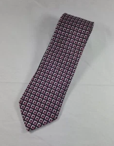 Nautica geometrische Krawatte aus 100 % SEIDE 58"" x 3,5"" rosa marineblau lila Lavendel quadratisch - Bild 1 von 7