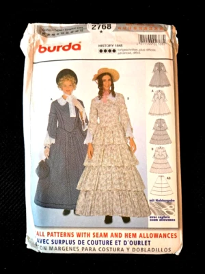 BURDA PATTERN 2768-HISTORY 1848-WOMENS CIVIL WAR DRESS SZ 10-26 NOS UNCUT - Image 1 of 4