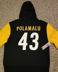 Troy Polamalu Adult Large throwback Pittsburgh Steelers hoodie! New, $125 tags!