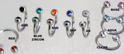 Mini Circular Barbell with two gems - Threaded both ends - various piercing area - Image 1 of 4