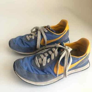 Vintage Nike Waffel Turnschuhe 70er 80er US Herren Gr. 4/Damen Gr. 6,5/blau gelb - Bild 1 von 7