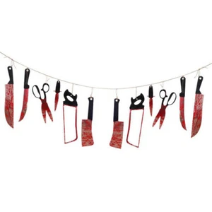 Cuchillos sangrientos de PVC colgantes de Halloween embrujados aterrador pancarta accesorios decoración de fiesta - Imagen 1 de 14