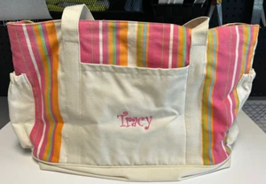 Large Canvas Beach Bag Tote Personalized Name Tracy Summer Vacation Fun Cute - Picture 1 of 5