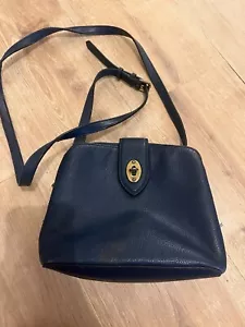 Fossil Crossbody Purse Messenger Bag Soft Leather Dark Blue - Picture 1 of 6