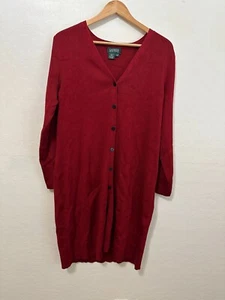 Vintage Lauren Ralph Lauren Womans Silk Long Button Up Cardigan Sz 1X Old Money - Picture 1 of 13
