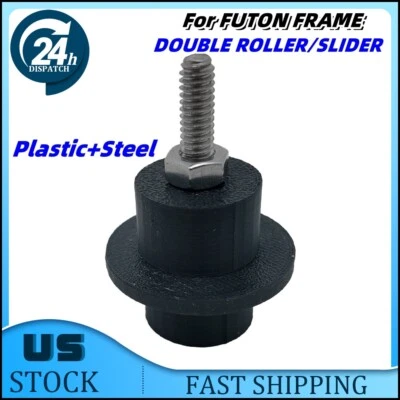 Para Marco de Futón Doble Rodillo Deslizante Planeador Taco Herrajes Plástico + Acero Foto 1 de 4