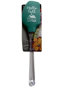 Silicone Spatula Hello Fall Teal Cabin Home Kitchen Utensil Clear Handle NWT - Picture 1 of 6