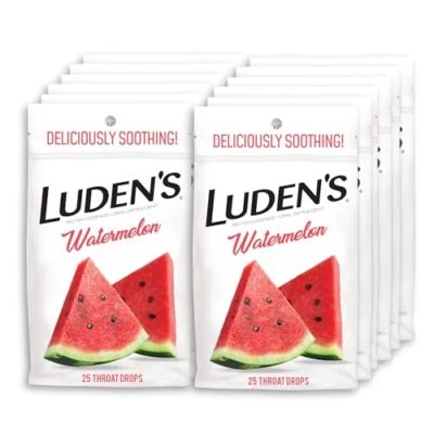 Ludens Watermelon Throat Drops, Sore Throat Relief, 25 Count (Pack of 12) - Image 1 of 4