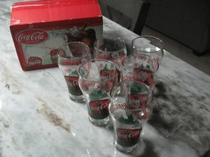 COCA COLA 6 PIECE BEVERAGE SET OF 16 OZ BELL GLASSES FROM 1999 HOLLY & ICON NIB - Picture 1 of 9