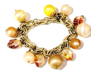 Vintage Coro Cha Cha Bracelet Gold-tone Lucite Dangles Mid-century gbr-28 - Picture 1 of 6