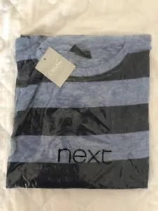 Next Boys Long Sleeved T-Shirt Blue Striped Cotton Top Aged 15 Years bnwt - Picture 1 of 2