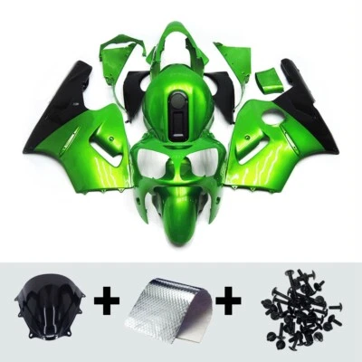 Kit de carenado para Kawasaki ZX-12R Ninja 2000 2001 00 01 ZX12R kit de carrocería negro verde Foto 1 de 4