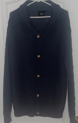 ASOS Mens Shall Collar Cardigan Button Sweater Size XL Blue MSR $100 CLEARANCE! - Image 1 of 4