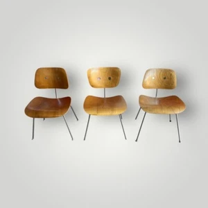 Eames Herman Miller DCM Molded Plywood Dining Chair Metal MCM 3 Available 1950s - Picture 1 of 12